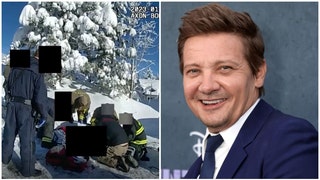 Jeremy Renner's plowing accident scene was brutal. Body camera footage is out. (Credit: Getty Images and TMZ video screenshot)