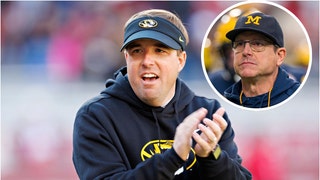 Missouri coach Eli Drinkwitz responded in blunt fashion to the idea Michigan is America's team. He took a shot at Jim Harbaugh. (Credit: Getty Images)