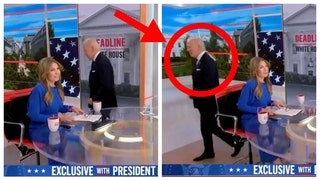 Joe Biden wanders off MSNBC set (Credit: Screenshot/Twitter Video https://twitter.com/SteveGuest/status/1674514678385393666)