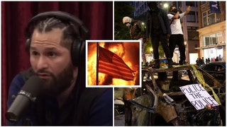 Jorge Masvidal is against defunding the police. He spoke with Joe Rogan about the issue. (Credit: Screenshot/YouTube https://youtu.be/a9yZomvukts and Getty Images)