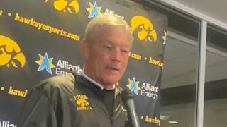 Iowa coach Kirk Ferentz gets snippy with a reporter after losing to Illinois. (Credit: Screenshot/Twitter Video https://twitter.com/davideickholt/status/1578955020858691584)