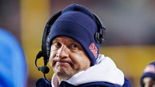 Ole Miss football coach Lane Kiffin addresses Auburn rumors with his players. (Photo by Wesley Hitt/Getty Images)