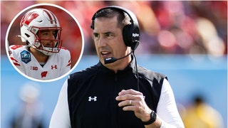 Luke Fickell fights back emotions talking about Tanner Mordecai. (Credit: Getty Images and USA Today Sports Network)