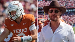 Matthew McConaughey didn't seem too torn up after Oklahoma beat Texas. He tweeted a video of his reaction, and didn't seem upset. (Credit: Getty Images)