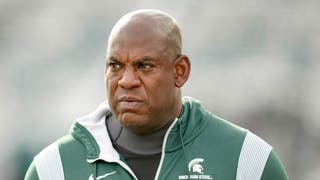 Michigan State coach Mel Tucker reportedly pockets $100,000 bonus he could have split with staff. (Photo by Nic Antaya/Getty Images)