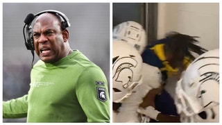 Michigan State/Michigan tunnel beatdown investigation concluded. (Credit: Screenshot/Twitter Video https://twitter.com/mattcharboneau/status/1586555477319614464 and Getty Images)