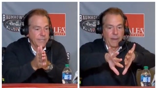 Alabama Crimson Tide coach Nick Saban says Tennessee confused Alabama with the I-formation. (Credit: Screenshot/Twitter Video https://twitter.com/treywallace_/status/1583256307619880961)
