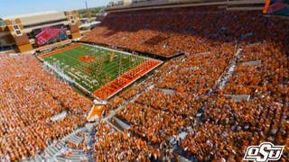 Oklahoma State releases drone footage from the Texas game. The Cowboys won the game against the Longhorns. (Credit: Screenshot/Twitter Video/https://twitter.com/cowboyfb/status/1583943952016687104)