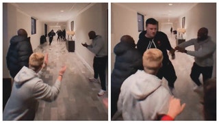 Ohio State players go nuts at team hotel before Michigan game.