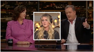 Piers Morgan crushes Katie Porter over Riley Gaines. (Credit: Screenshot/Twitter Video https://twitter.com/EricAbbenante/status/1647094220937736192 and OutKick)