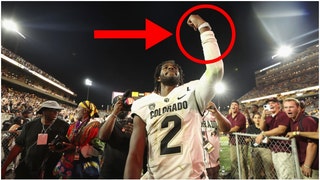 Colorado QB Shedeur Sanders taunted Arizona State students after beating the Sun Devils. Watch a video of his antics. (Credit: Getty Images)