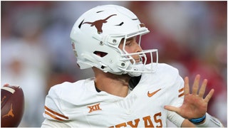 An unidentified Texas fan went viral for smashing his head against Cameron Williams' shoulder pads after the team beat Alabama. (Credit: Getty Images)