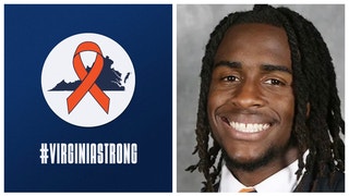 Football teams in Virginia will wear special decals honoring UVA murder victims. (Credit: UVA Football and Liberty Football)