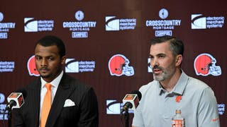 Cleveland Browns head coach Kevin Stefanski speaks during a press conference introducing quarterback Deshaun Watso