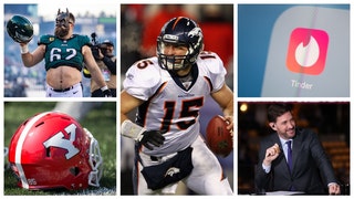 Tim Tebow Does Some Heavy Lifting, Mike Greenberg Tries Too Hard, Eagles Player Snags Wife On Tinder, A Penguin Endzone Dance And More