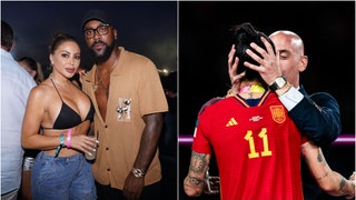 Larsa Pippen and Marcus Jordan with World Cup Kiss