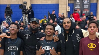 LeBron James, Carmelo Anthony Watch Sons Battle In High School Game