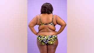 Rear view of obese woman