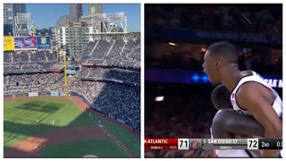 San Diego State wins and fans watch from petco park.