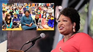 Stacey Abrams Tweets, Deletes Maskless Pic Surrounded by Masked Kids