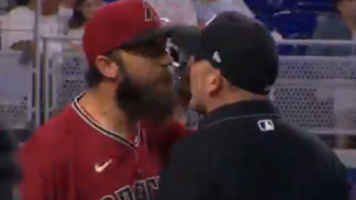 Bumgarner argues with umpire