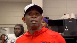 Jackson State Tigers coach Deion Sanders gives JSU players a passionate halftime speech. (Credit: Screenshot/YouTube Video https://www.youtube.com/watch?v=seCGywfQA8o)
