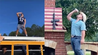 Georgia Southern player chugs beer before game