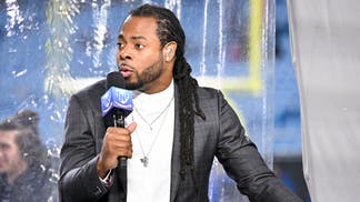 Richard Sherman on the set of Thursday Night Football.