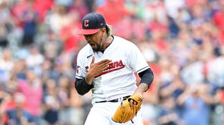 Guardians All-Star closer Emmanuel Clase celebrates the team's 5-0 win over the Houston Astros at Progressive Field in Cleveland, Ohio.