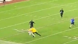 An Alabama Security officer tackled a fan who rushed an empty field following win over Tennessee