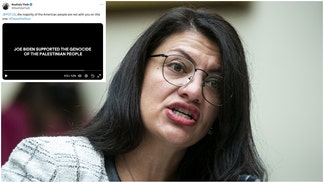 Democrat Congresswoman Rashida Tlaib believes Joe Biden has "supported" a "genocide" in Gaza. She posted an insane tweet. (Credit: Getty Images and X Screenshot)