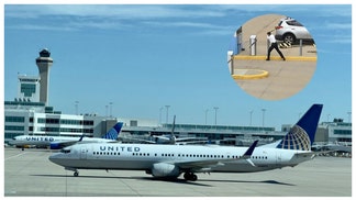 United airlines pilot takes an axe to a parking gate.