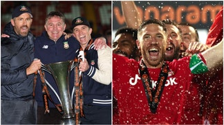 The trailer "Welcome to Wrexham" season two drops. When does the show about Wrexham A.F.C. with Ryan Reynolds and Rob McElhenney's return? (Credit: Getty Images)