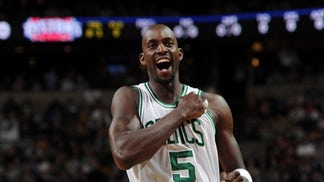 Kevin Garnett Celebrates For The Boston Celtics