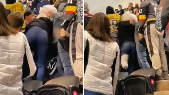 Vegas Knights fan fight prosthetic leg video