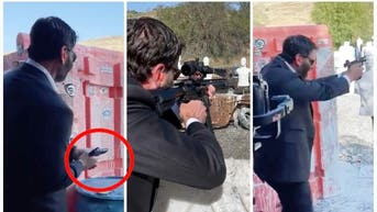Former Navy SEAL Jack Carr shows off shooting skills. (Credit: Screenshot/Twitter Video https://twitter.com/JackCarrUSA/status/1554145731010670593)