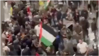 Mob hunts down Jews at Russian airport. (Credit: Screenshot/Twitter Video https://twitter.com/nexta_tv/status/1718686535514456105)