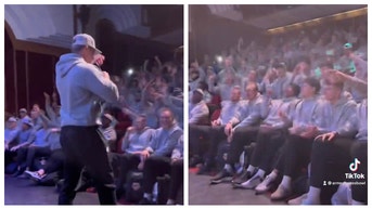 Air Force football players sing "Sweet Caroline" ahead of bowl game. (Credit: Screenshot/Twitter Video https://twitter.com/ArmedForcesBowl/status/1605265798293245952)
