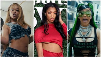 Angel Reese appeared in a the graphic and vulgar music video for "Put It On Da Floor Again" with Lotta and Cardi B. (Credit: Screenshot/YouTube video https://www.youtube.com/watch?v=-WtNCR3EDS4 and Getty Images)