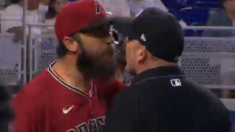 Bumgarner argues with umpire