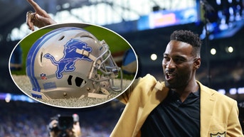 Calving Johnson and Lions Helmet