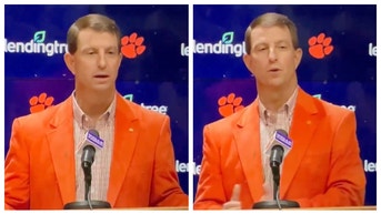 Clemson football coach Dabo Swinney says Clemson is built on God's NIL. (Credit: Screenshot/Twitter Video https://twitter.com/zachTNT/status/1605650882963640324?s=20)