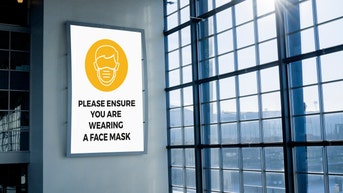 Billboard at airport No Mask - No Entry Covid Business signage