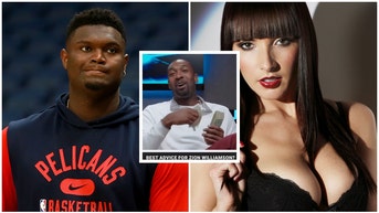 Gilbert Arenas shares awful reaction to Zion Williamson porn star drama. (Credit: Getty Images and Twitter Video Screenshot/https://twitter.com/gilsarenashow/status/1666890183890055168)