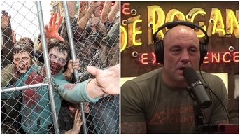 Podcaster Joe Rogan reveals plan for the zombie apocalypse. He thinks humans would win. (Credit: Screenshot/YouTube Video https://youtu.be/ixAJlJQu8qY and Getty Images)