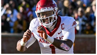 Quarterback KJ Jefferson returning to Arkansas. (Credit: Getty Images)