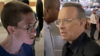 Mad Tom Hanks wife tripped