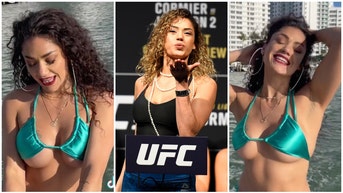 Pearl Gonzalez drops bikini video. (Credit: TikTok and Getty Images)
