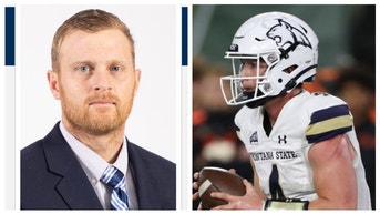Montana State offensive coordinator Taylor Housewright was stuck in an elevator before the South Dakota State game. (Credit: Getty Images and Montana State Football)