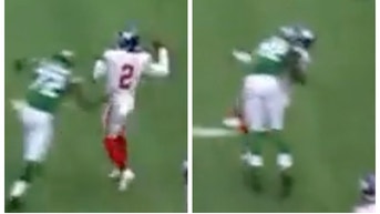 Giants QB Tyrod Taylor injured after taking a huge hit against the Jets. (Credit: Screenshot/Twitter Video https://twitter.com/NFL_DovKleiman/status/1563945500088455169)